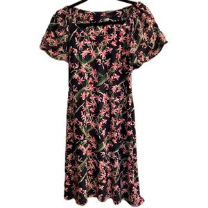 Tommy Hilfiger Black and Pink Flutter Sleeve Dress